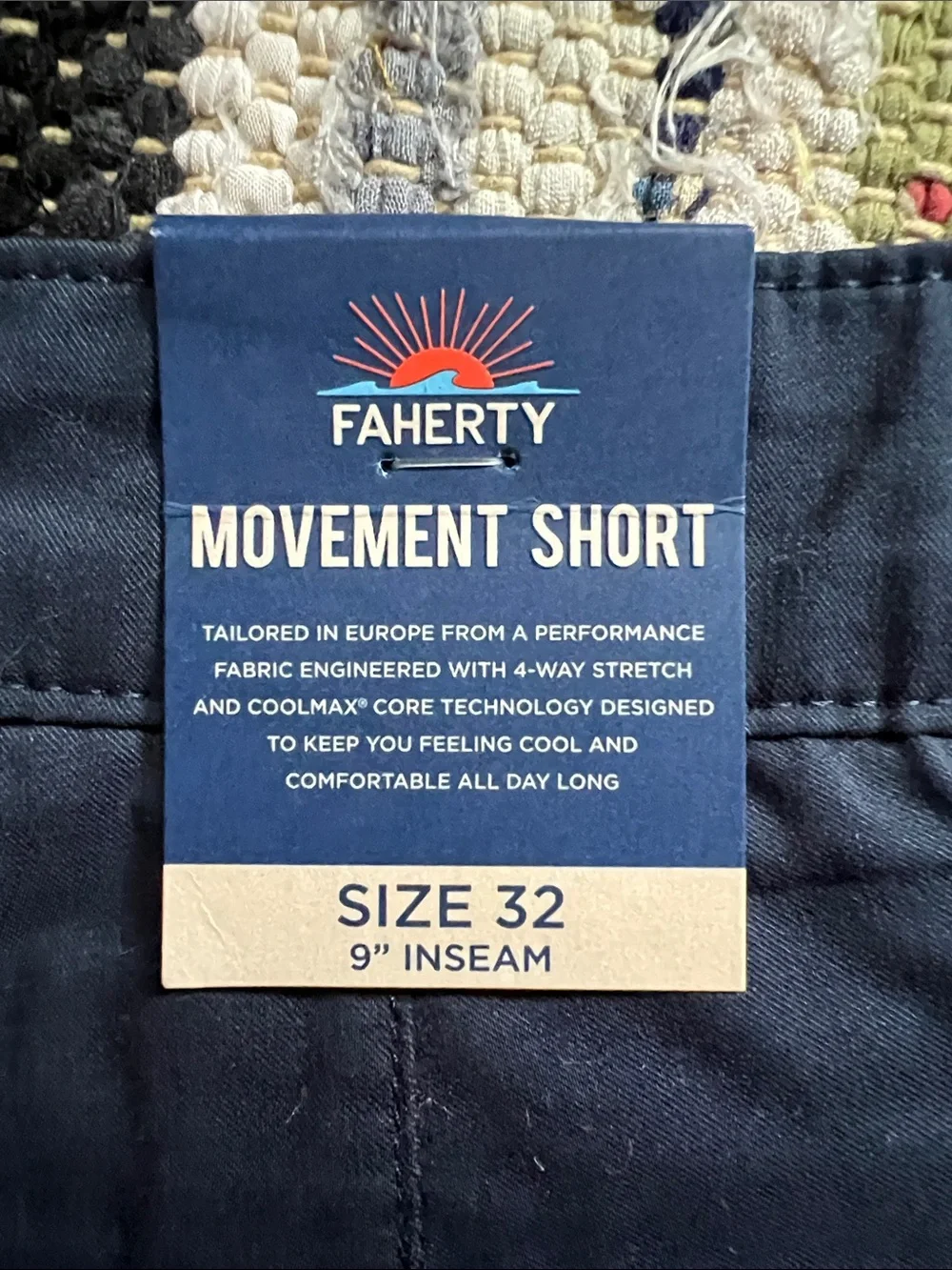 NWT Faherty Men's Navy Movement Chino Shorts